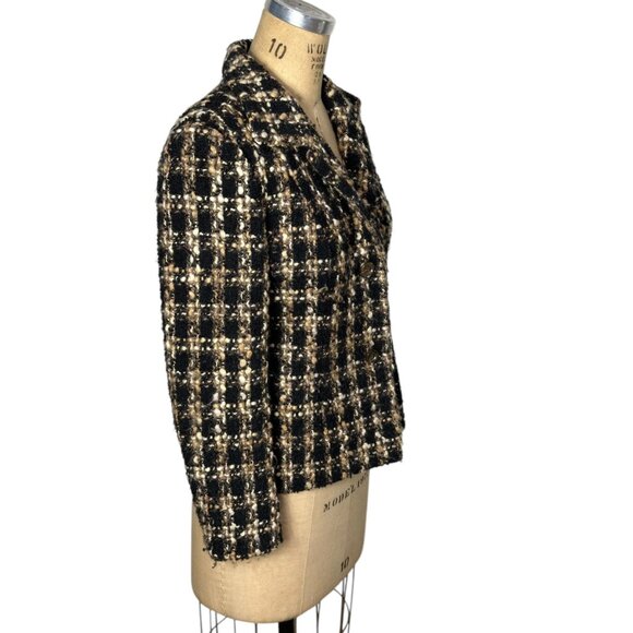 Vintage tweed blazer in black and tan by Talbots Size S - Picture 4 of 7